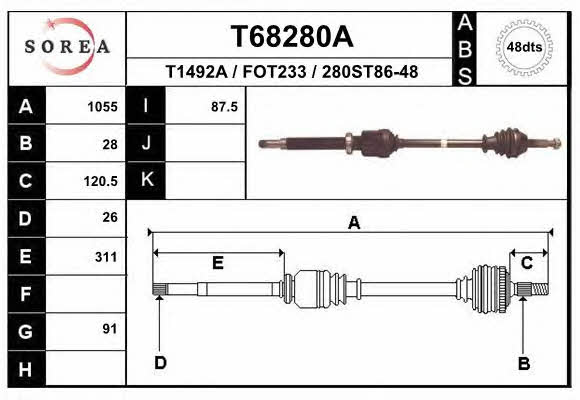 EAI T68280A Drive shaft T68280A: Buy near me in Poland at 2407.PL - Good price!