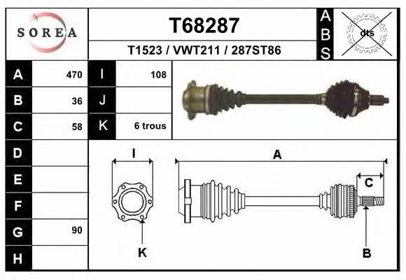 EAI T68287 Drive shaft T68287: Buy near me in Poland at 2407.PL - Good price!