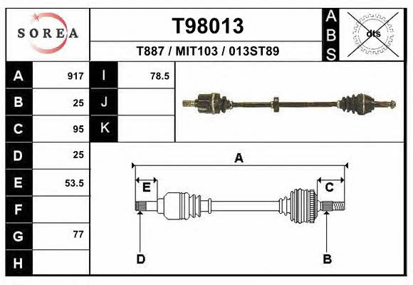 EAI T98013 Drive shaft T98013: Buy near me in Poland at 2407.PL - Good price!