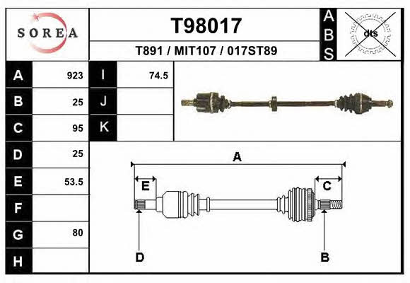 EAI T98017 Drive shaft T98017: Buy near me in Poland at 2407.PL - Good price!