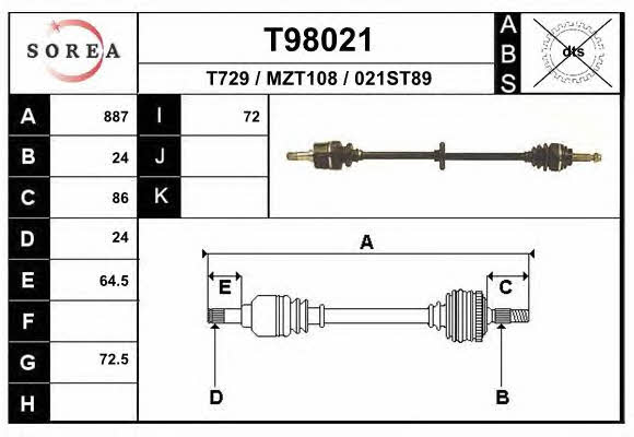 EAI T98021 Вал приводной T98021: Отличная цена - Купить в Польше на 2407.PL!