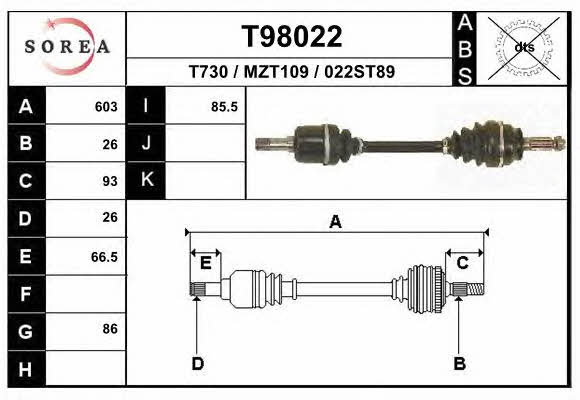 EAI T98022 Drive shaft T98022: Buy near me in Poland at 2407.PL - Good price!