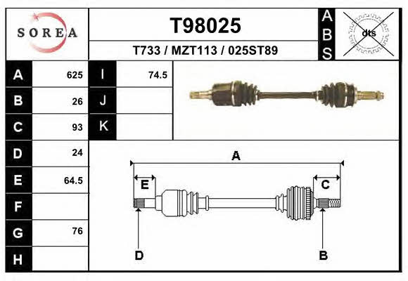 EAI T98025 Drive shaft T98025: Buy near me in Poland at 2407.PL - Good price!