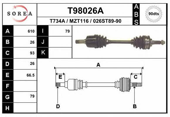 EAI T98026A Drive shaft T98026A: Buy near me in Poland at 2407.PL - Good price!