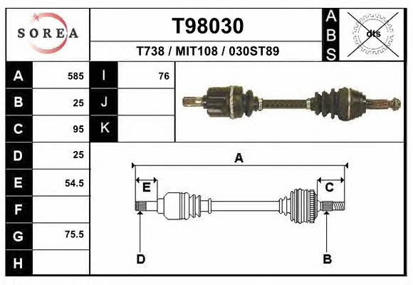 EAI T98030 Drive shaft T98030: Buy near me in Poland at 2407.PL - Good price!