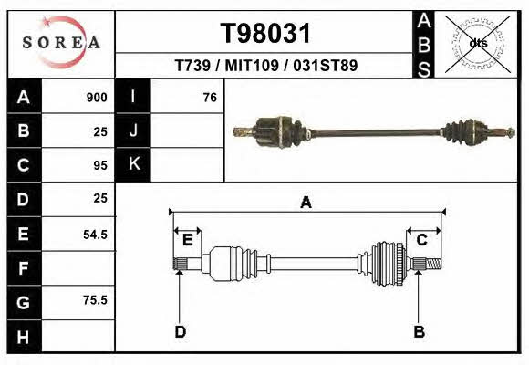EAI T98031 Drive shaft T98031: Buy near me in Poland at 2407.PL - Good price!