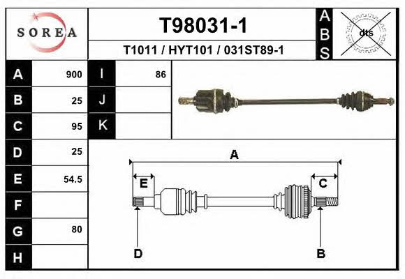 EAI T98031-1 Drive shaft T980311: Buy near me in Poland at 2407.PL - Good price!