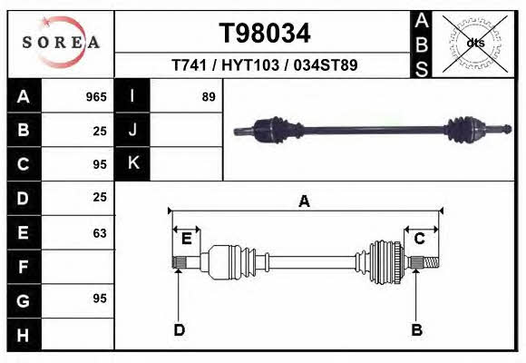 EAI T98034 Drive shaft T98034: Buy near me in Poland at 2407.PL - Good price!