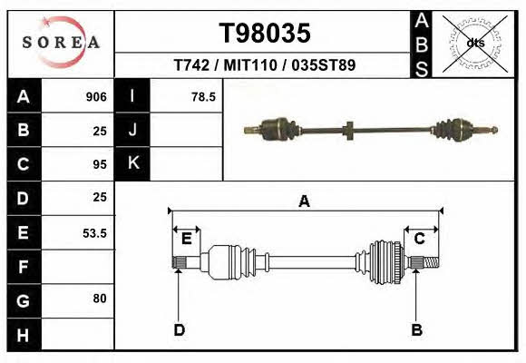 EAI T98035 Drive shaft T98035: Buy near me in Poland at 2407.PL - Good price!