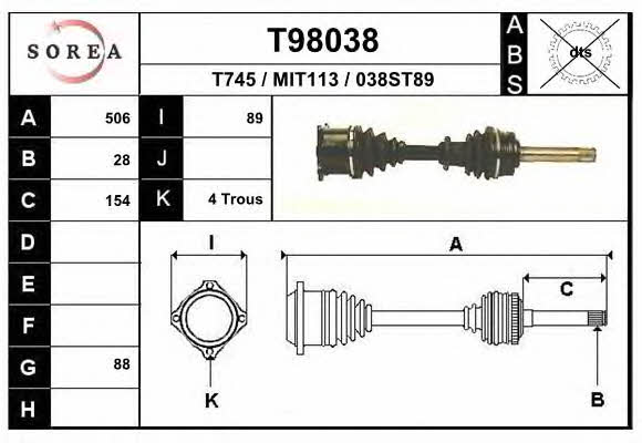 EAI T98038 Drive shaft T98038: Buy near me in Poland at 2407.PL - Good price!