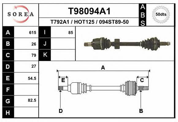 EAI T98094A1 Drive shaft T98094A1: Buy near me in Poland at 2407.PL - Good price!