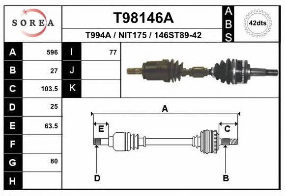 EAI T98146A Вал приводной T98146A: Отличная цена - Купить в Польше на 2407.PL!