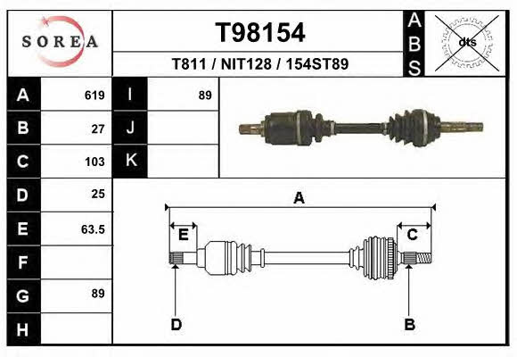 EAI T98154 Drive shaft T98154: Buy near me in Poland at 2407.PL - Good price!