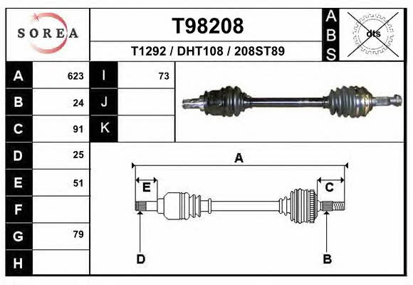 EAI T98208 Вал приводной T98208: Отличная цена - Купить в Польше на 2407.PL!