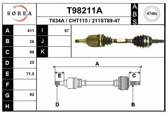 EAI T98211A Drive shaft T98211A: Buy near me in Poland at 2407.PL - Good price!