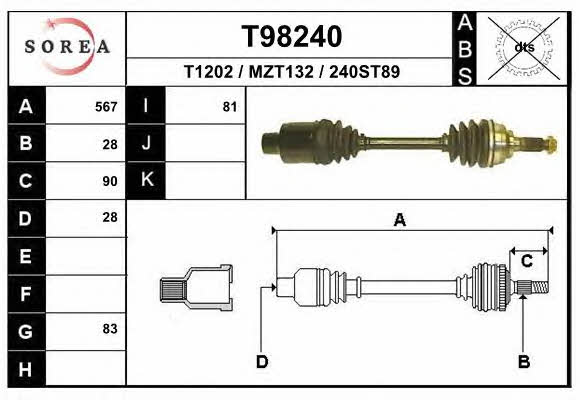 EAI T98240 Drive shaft T98240: Buy near me in Poland at 2407.PL - Good price!