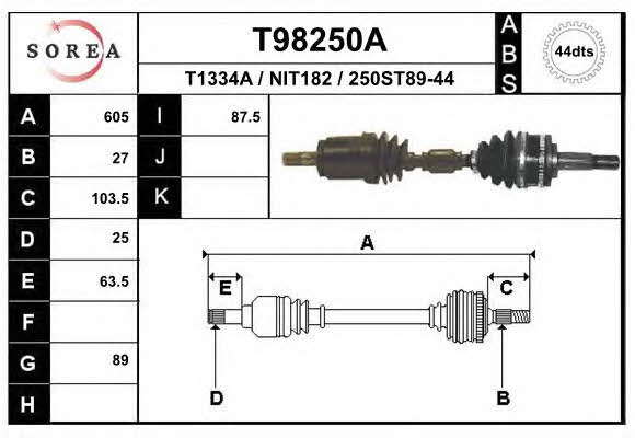 EAI T98250A Вал приводной T98250A: Отличная цена - Купить в Польше на 2407.PL!