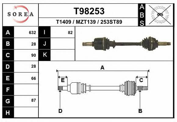 EAI T98253 Drive shaft T98253: Buy near me in Poland at 2407.PL - Good price!