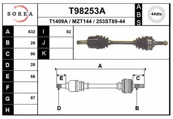 EAI T98253A Drive shaft T98253A: Buy near me in Poland at 2407.PL - Good price!