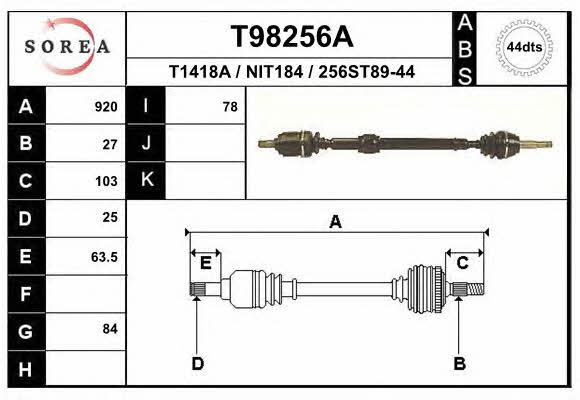 EAI T98256A Drive shaft T98256A: Buy near me in Poland at 2407.PL - Good price!