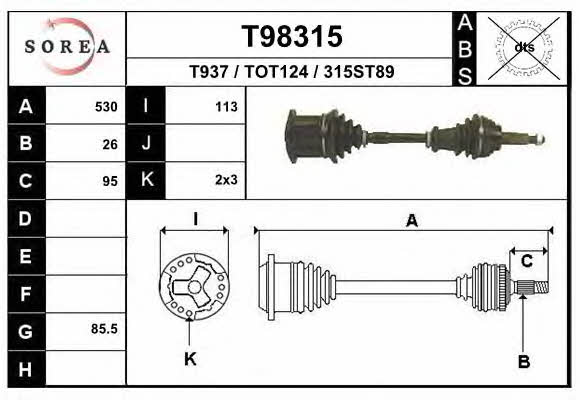 EAI T98315 Drive shaft T98315: Buy near me in Poland at 2407.PL - Good price!