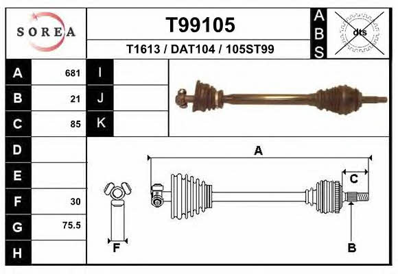 EAI T99105 Drive shaft T99105: Buy near me in Poland at 2407.PL - Good price!