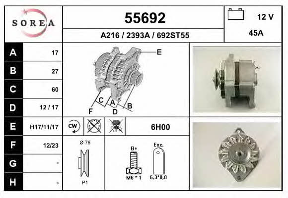 EAI 55692 Alternator 55692: Buy near me in Poland at 2407.PL - Good price!