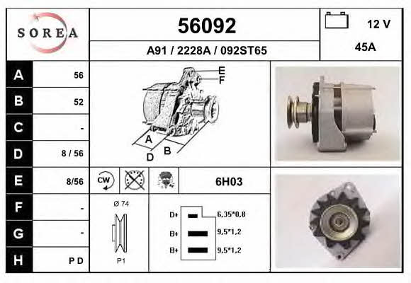 EAI 56092 Alternator 56092: Buy near me in Poland at 2407.PL - Good price!