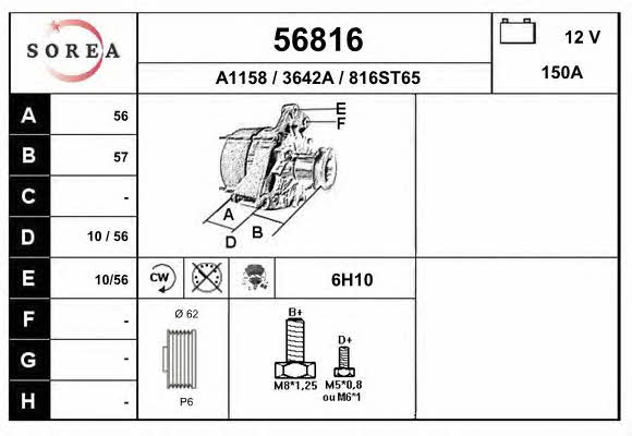 EAI 56816 Alternator 56816: Buy near me in Poland at 2407.PL - Good price!