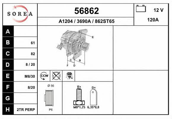 EAI 56862 Alternator 56862: Dobra cena w Polsce na 2407.PL - Kup Teraz!