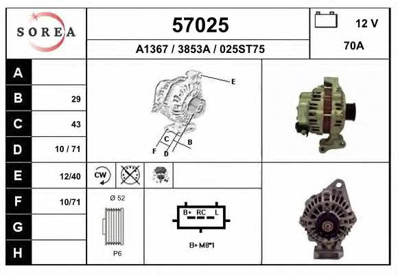 EAI 57025 Alternator 57025: Buy near me in Poland at 2407.PL - Good price!