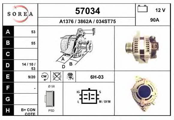 EAI 57034 Alternator 57034: Buy near me in Poland at 2407.PL - Good price!
