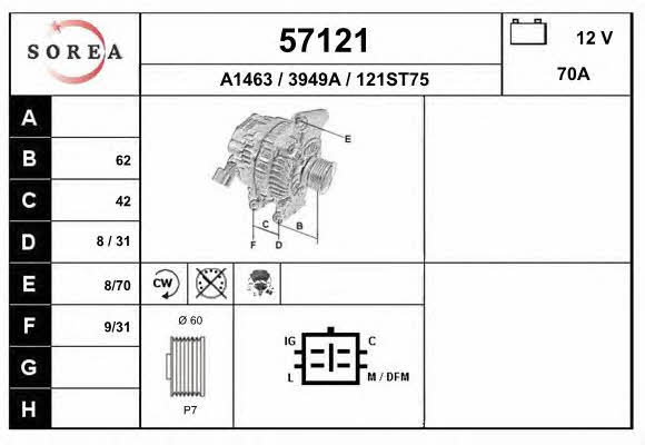 EAI 57121 Alternator 57121: Buy near me in Poland at 2407.PL - Good price!
