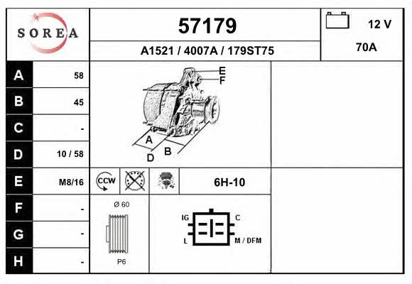EAI 57179 Alternator 57179: Buy near me in Poland at 2407.PL - Good price!