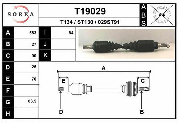 EAI T19029 Вал приводной T19029: Отличная цена - Купить в Польше на 2407.PL!