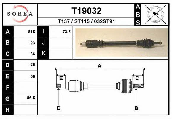 EAI T19032 Вал приводной T19032: Отличная цена - Купить в Польше на 2407.PL!