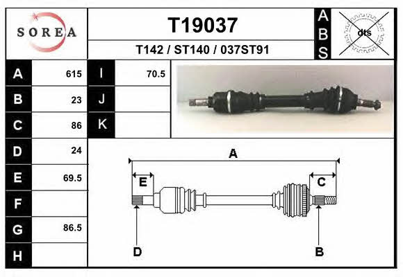 EAI T19037 Drive shaft T19037: Buy near me in Poland at 2407.PL - Good price!