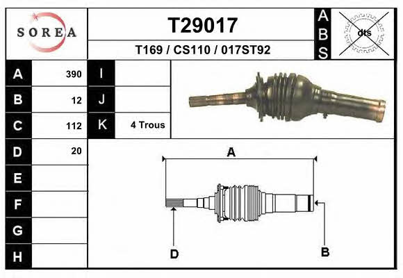 EAI T29017 Drive shaft T29017: Buy near me in Poland at 2407.PL - Good price!