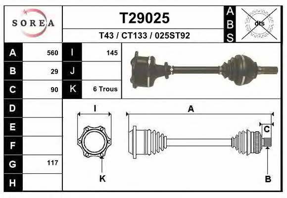 EAI T29025 Drive shaft T29025: Buy near me in Poland at 2407.PL - Good price!