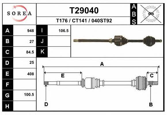 EAI T29040 Drive shaft T29040: Buy near me in Poland at 2407.PL - Good price!