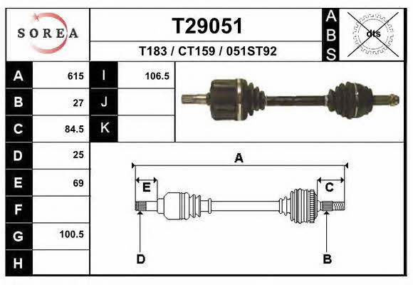 EAI T29051 Drive shaft T29051: Buy near me in Poland at 2407.PL - Good price!