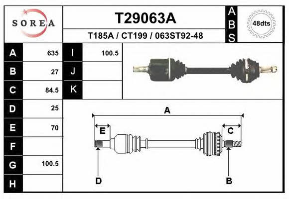 EAI T29063A Drive shaft T29063A: Buy near me in Poland at 2407.PL - Good price!