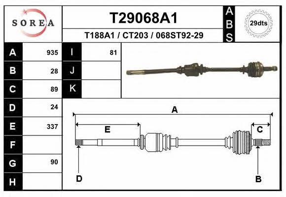 EAI T29068A1 Drive shaft T29068A1: Buy near me in Poland at 2407.PL - Good price!