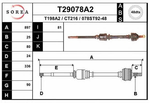 EAI T29078A2 Drive shaft T29078A2: Buy near me in Poland at 2407.PL - Good price!
