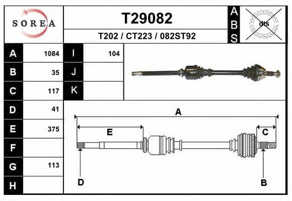 EAI T29082 Drive shaft T29082: Buy near me in Poland at 2407.PL - Good price!