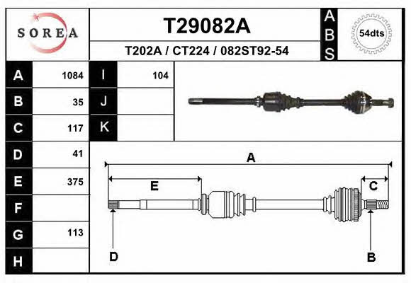 EAI T29082A Drive shaft T29082A: Buy near me in Poland at 2407.PL - Good price!