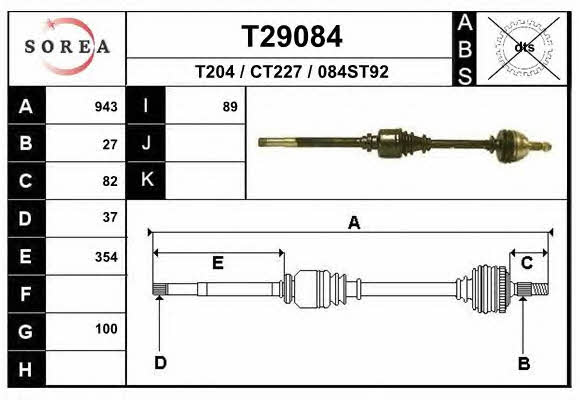 EAI T29084 Drive shaft T29084: Buy near me in Poland at 2407.PL - Good price!