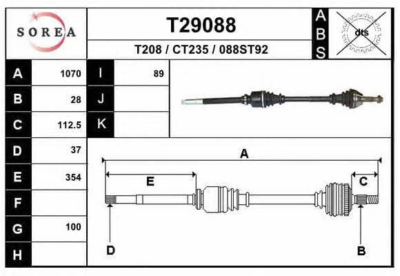 EAI T29088 Drive shaft T29088: Buy near me in Poland at 2407.PL - Good price!