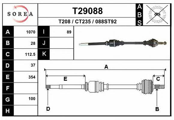 EAI T29088 Вал приводной T29088: Отличная цена - Купить в Польше на 2407.PL!