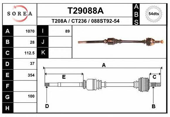 EAI T29088A Drive shaft T29088A: Buy near me in Poland at 2407.PL - Good price!